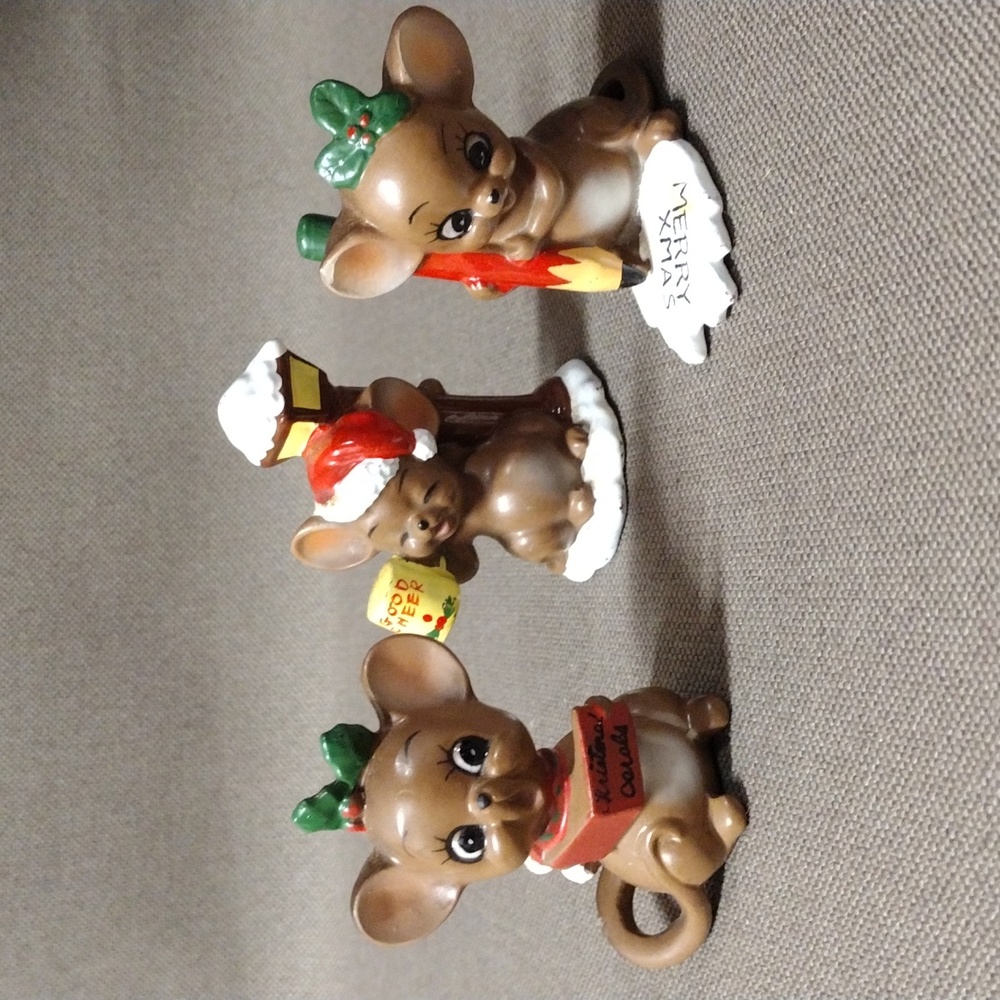 3 Josef Originals Vintage Christmas theme mice